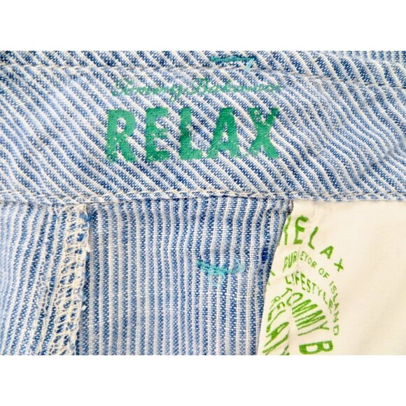 Tommy Bahama Provence Relax Shorts 100% Linen Blue White Pin Stripe SZ 38 - Picture 8 of 9